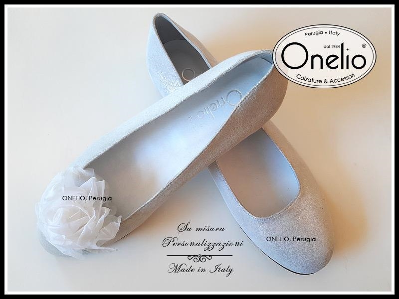 Ballerina in glitter argento con fiore