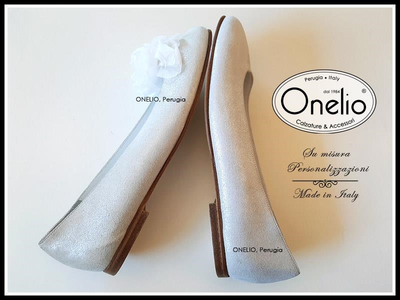 Ballerina in glitter argento con fiore