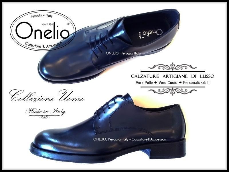Scarpe Uomo Stringata Derby in spazzolato blu Borseonelioperugia