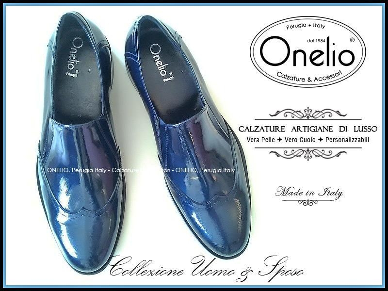 Mocassino + Cintura in vernice blu