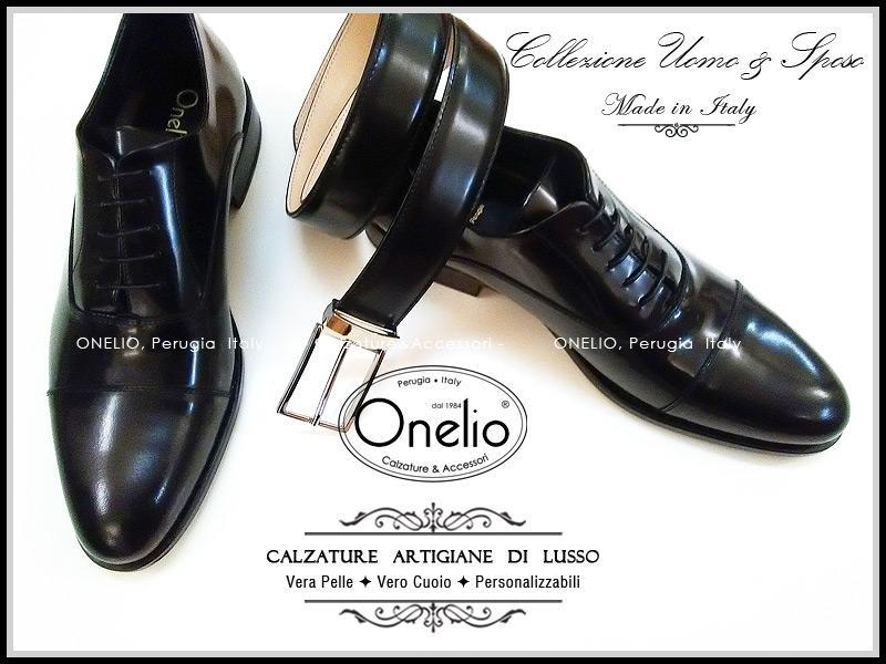 Stringata Oxford sfilata + Cintura in spazzolato nero