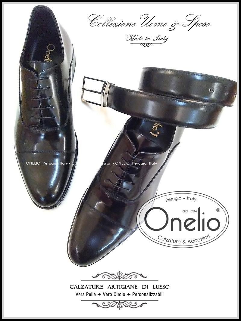 Stringata Oxford sfilata + Cintura in spazzolato nero