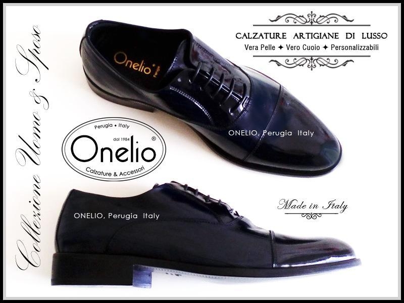 Scarpe Uomo Stringata Oxford in vernice blu Borseonelioperugia