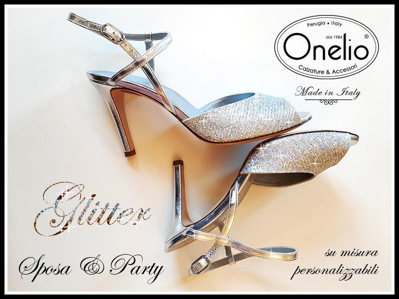 Sandalo con tacco a stiletto in glitter