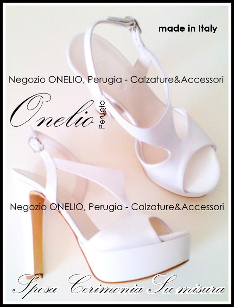 Scarpa Donna Sandalo con plateau tacco 12 cm in crepe satin bianco Borseonelioperugia