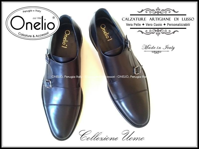 Scarpa Uomo con doppia fibbia e fondo gomma in vitello nero