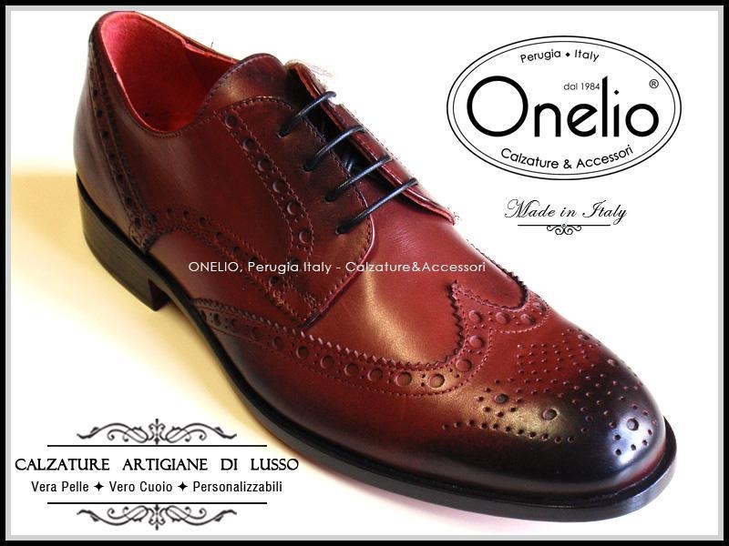 Stringata Derby Brogue Wingtip bordeaux sfumato