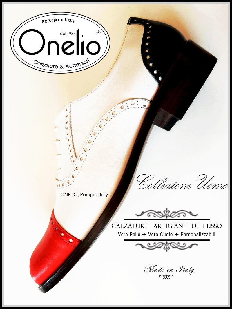 Stringata Oxford Brogue in pelle tricolore
