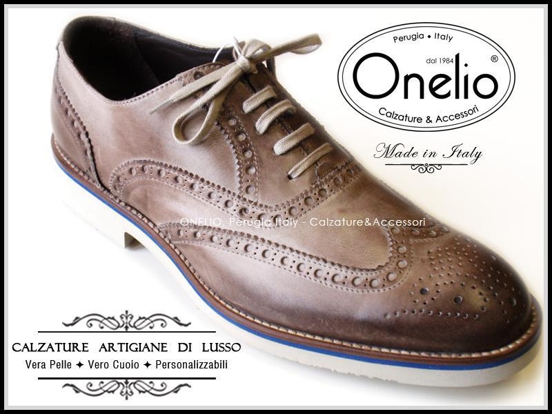 Stringata Oxford Brogue Wingtip fango sfumato