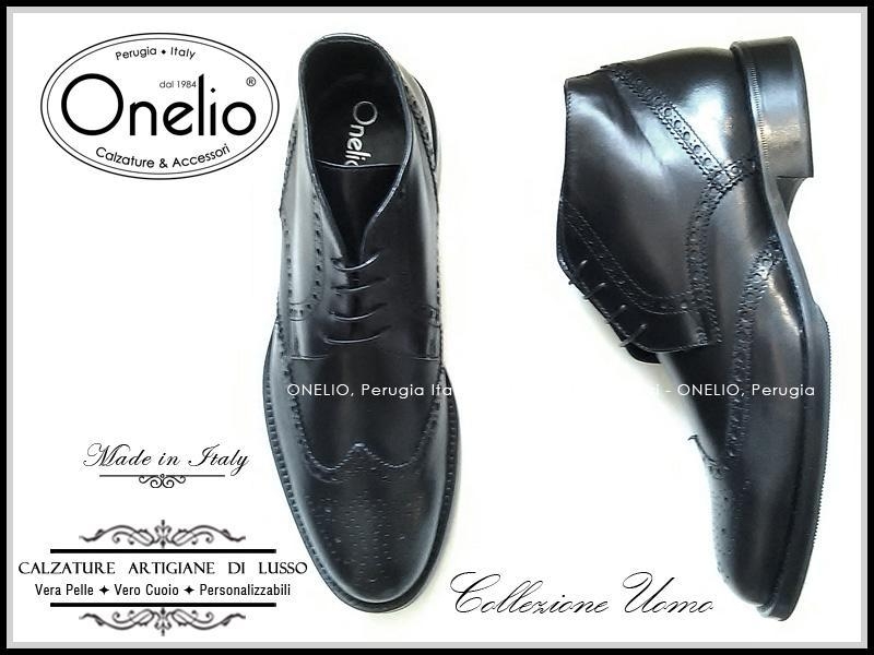 Stivaletto 4 fori Brogue in vitello nero