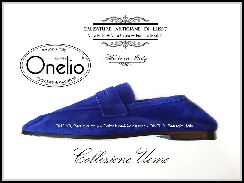 Mocassino morbido in camoscio bluette