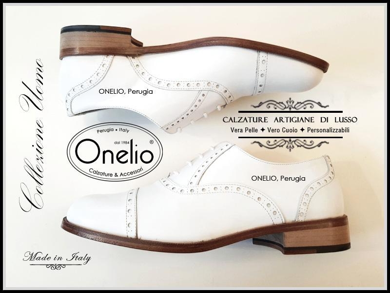 Stringata Oxford in pelle bianco