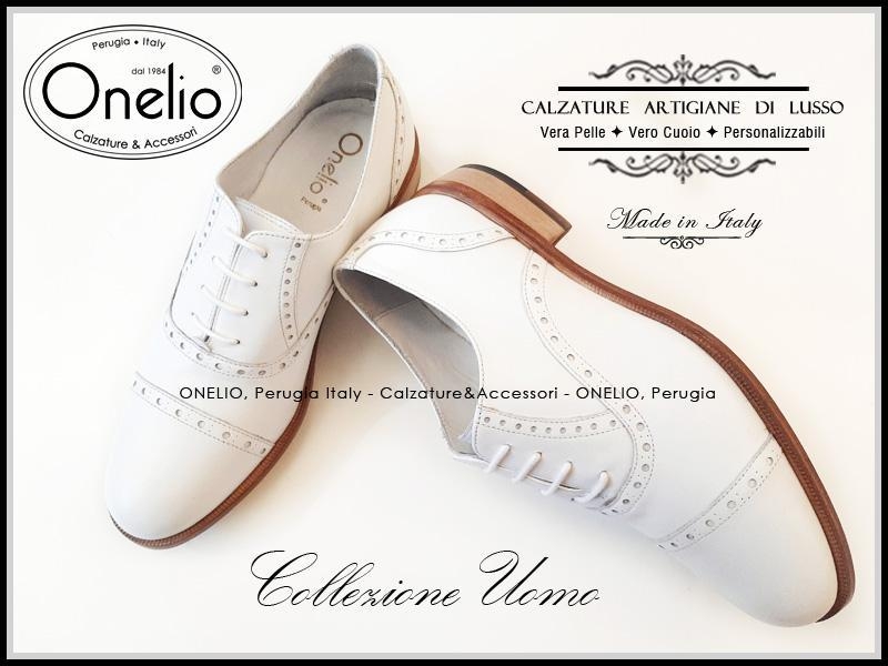 Stringata Oxford in pelle bianco