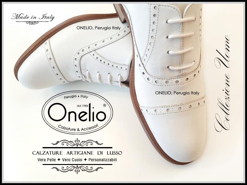 Stringata Oxford in pelle bianco