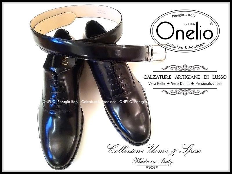 Stringata Oxford + Cintura in spazzolato nero