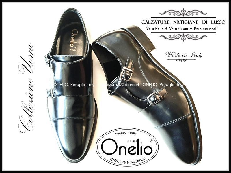 Scarpe doppia fibbia uomo nere hot sale