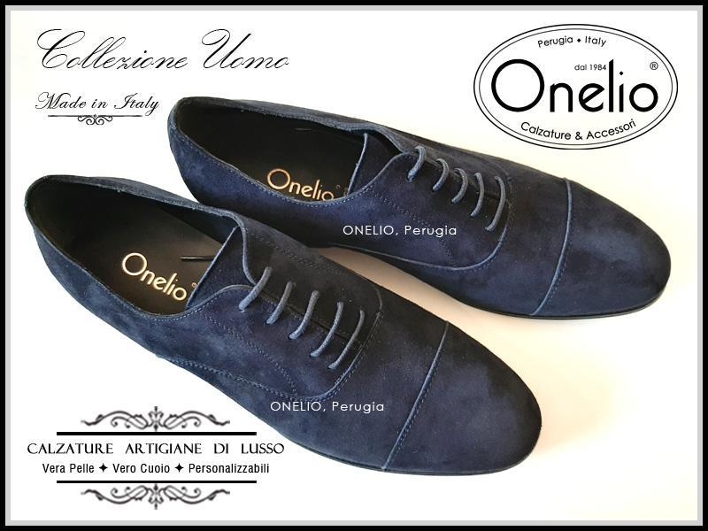 Stringata Oxford in camoscio blu