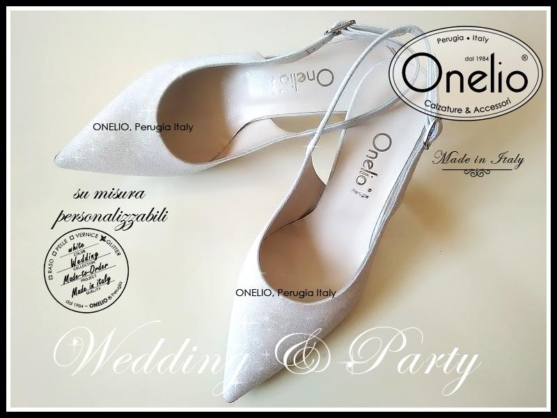 Scarpe Donna e Sposa. Chanel sfilato in glitter bianco con tacco