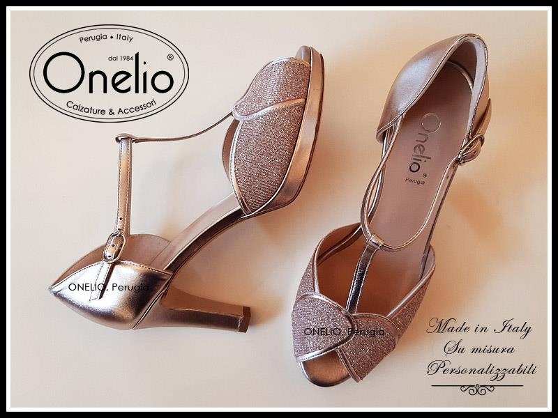 Scarpe Donna e Sposa Sandalo T bar con tacco e plateau in