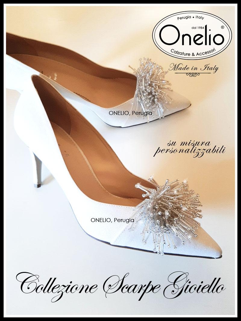 Collezione Donna e Sposa. Scarpe Gioiello Decollete con perline e jais crystal Borseonelioperugia