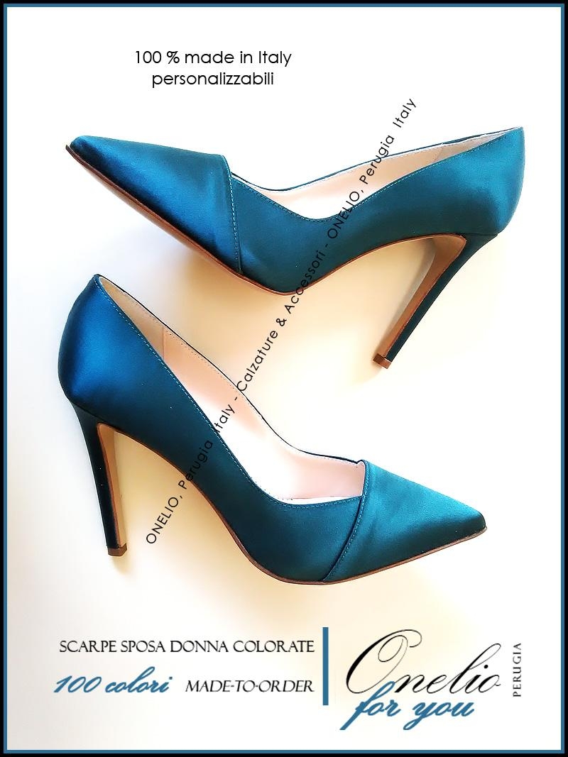 Scarpe Sposa o Donna di colore AZZURRO. Su misura e personalizzate Borseonelioperugia